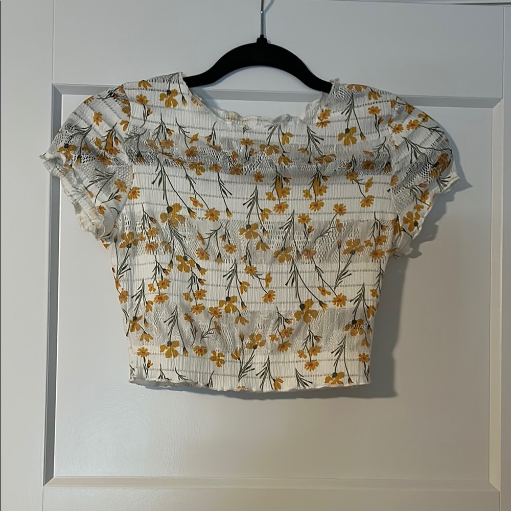 Floral Smocked Top - White and Yellow
